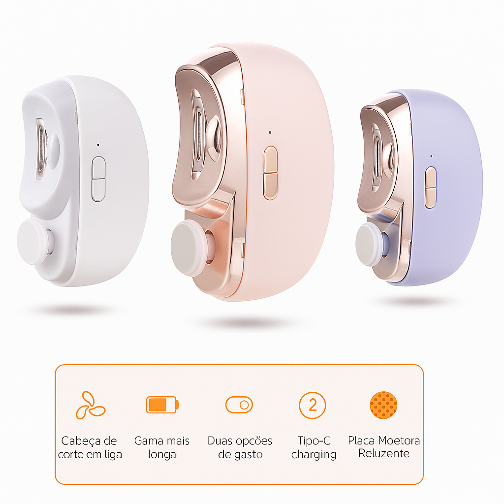 🎁 Perfeito para todas as idades 👵👶 Cortador de unhas elétrico automático 3 em 1 com polimento