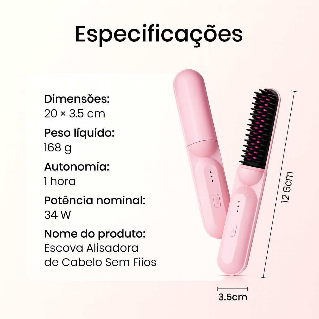 Mini escova portátil aquecida